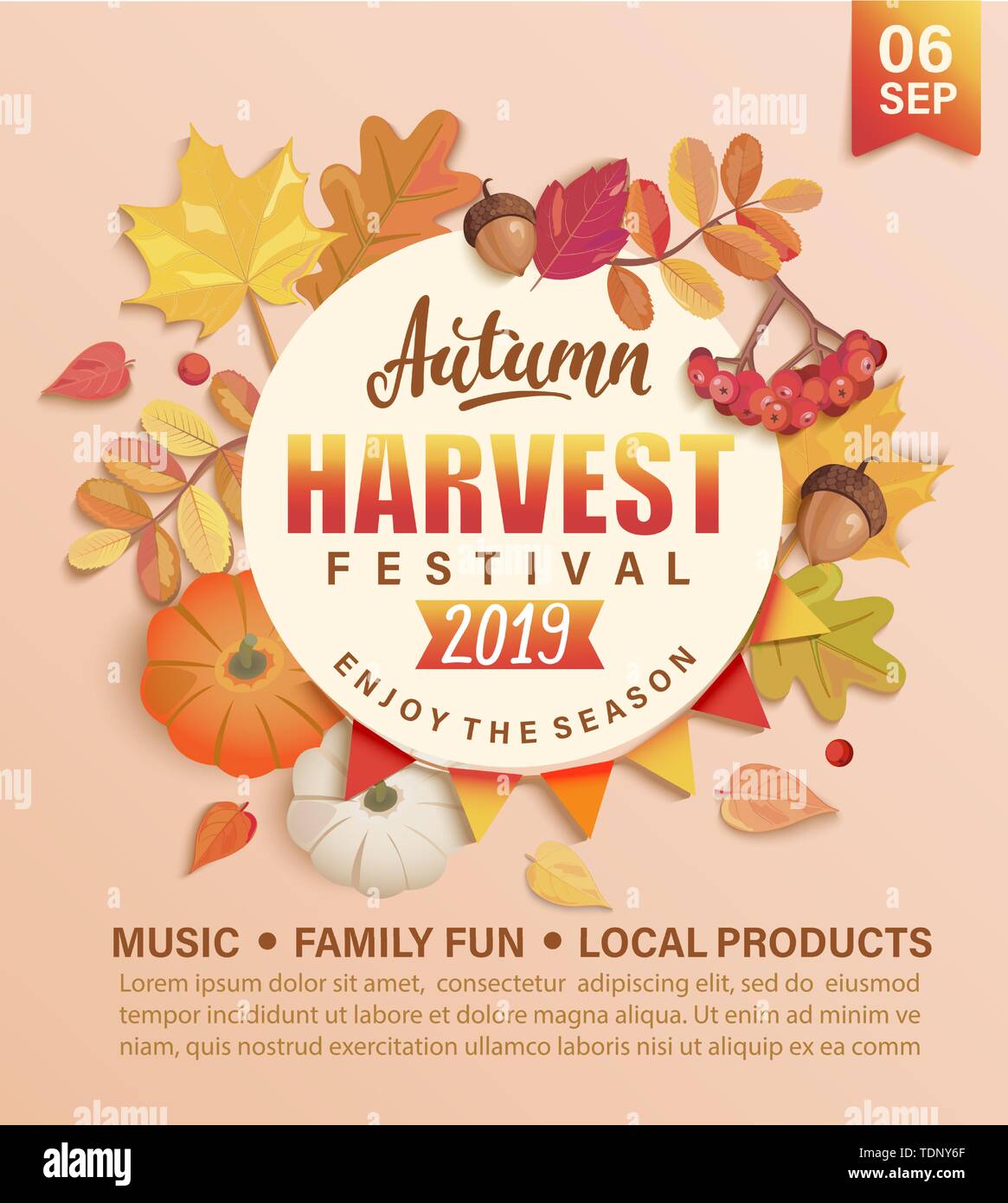 Invito a autumn Harvest Festival. Illustrazione Vettoriale