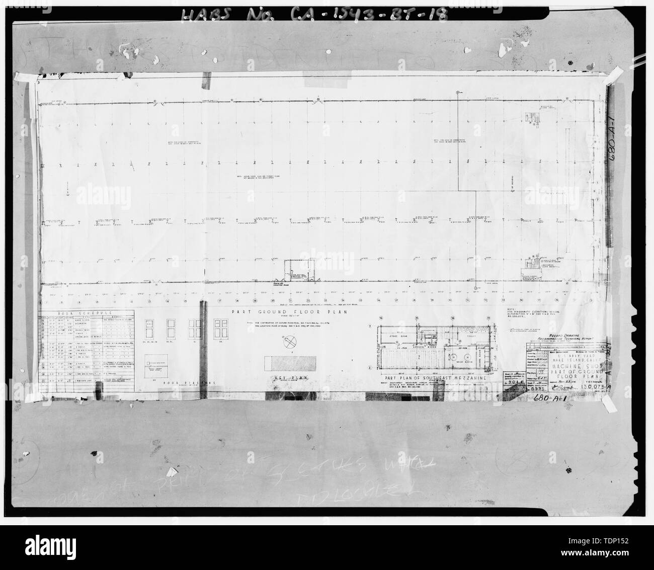 Fotocopia del disegno si trova presso archivi nazionali, San Bruno, California (Marina - 680-A-1). Parte del piano terra come costruito; 1936. - Mare isola Cantiere Navale, Machine Shop, California Avenue, angolo sud-ovest della California Avenue e la Tredicesima Street, Vallejo, Solano County, CA Foto Stock