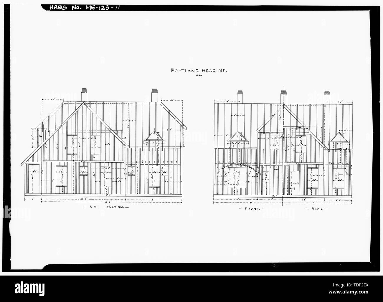 Fotocopia del valore misurato del disegno (dal primo Coast Guard ufficio distrettuale, John F. Kennedy Edificio Federale, il governo centrale, Boston, Massachusetts) 1890, delineatore sconosciuto piano di framing del detentore'S HOUSE - Portland Head Light, Portland Head, circa 1 miglio a est di Shore Road, Cape Elizabeth, Cumberland County, ME; U.S. Coast Guard; Nichols, John; Bryant, Jonathan; Longfellow Henry Wadsworth; Dana, Sally Field team; Goiran, Filippo, il team del settore; Baldwin, Jennifer, trasmettitore; Boucher, Jack e del fotografo; Kingsbury, Martha, storico; Myers, Denys Pietro, storico; Reeves, F Blair, il suo Foto Stock