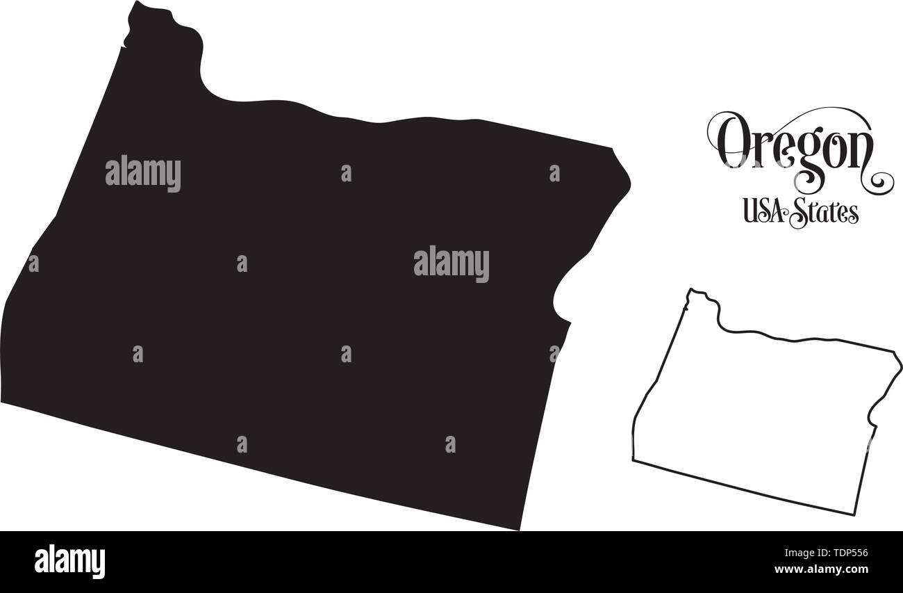 Mappa degli Stati Uniti d'America (USA) stato dell'Oregon - Illustrazione su sfondo bianco. Illustrazione Vettoriale