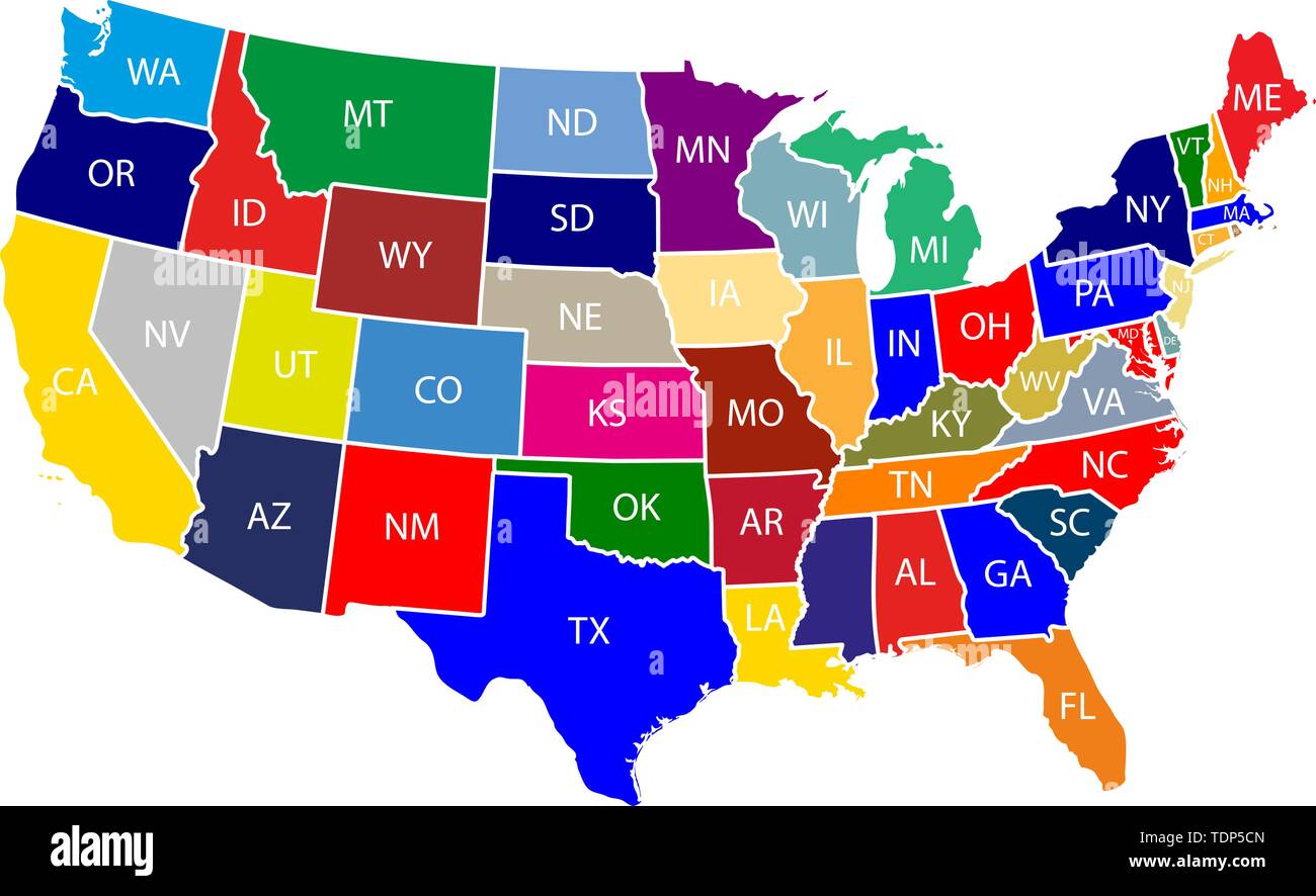 Gli Stati Uniti d'America (USA), comunemente noto come negli Stati Uniti (USA) o in America, è una repubblica federale composta da 50 membri, un dist federale Illustrazione Vettoriale