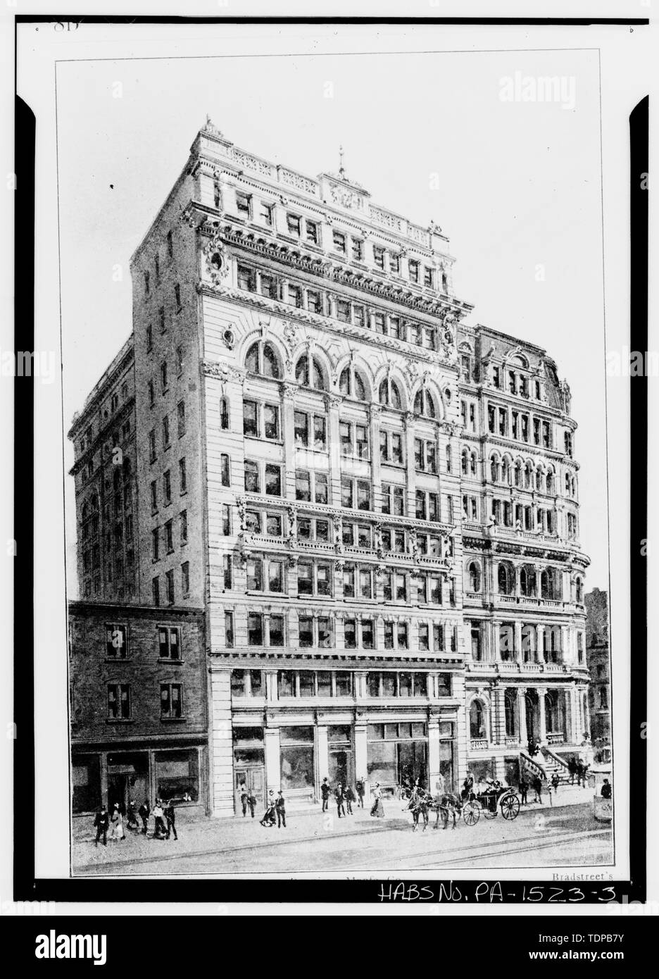 Fotocopia del disegno (da Mosè Re, Philadelphia e notevole Philadelphians, 1902) edificio principale con l'aggiunta - New York Mutual Life Insurance Company Edificio, 1001-1005 Chestnut Street, Philadelphia, Contea di Philadelphia, PA Foto Stock