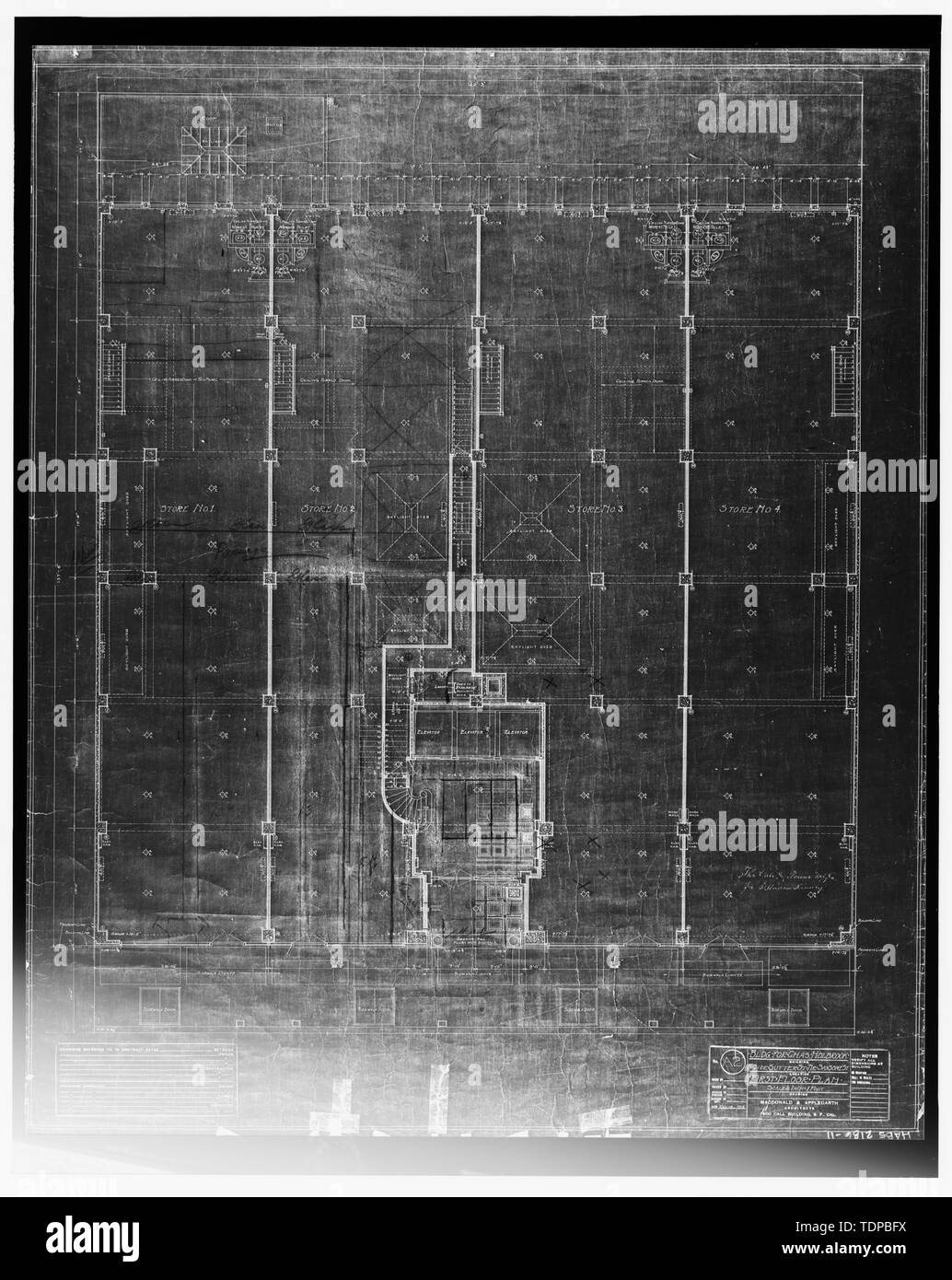 Fotocopia del disegno (posizione di originale sconosciuto) MacDonald e Applegarth, architetti, maggio 1912 PRIMO PIANO PIANO - Holbrook Edificio, 58 Sutter Street, San Francisco, San Francisco County, CA Foto Stock