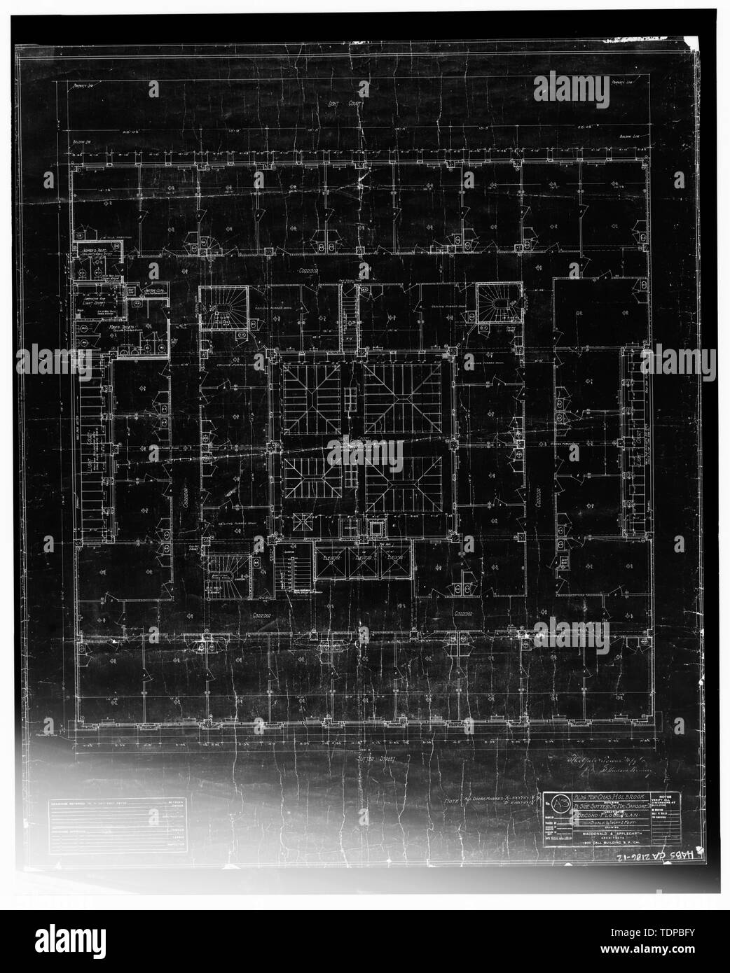 Fotocopia del disegno (posizione di originale sconosciuto) MacDonald e Applegarth, architetti, maggio 1912 SECONDO PIANO PIANO - Holbrook Edificio, 58 Sutter Street, San Francisco, San Francisco County, CA Foto Stock