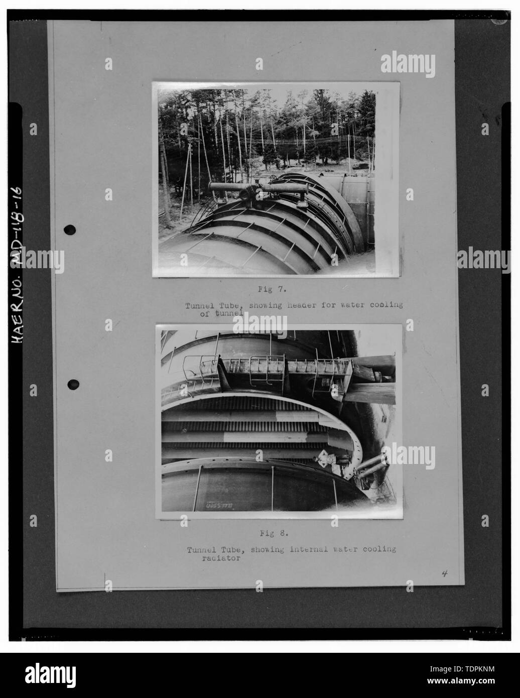 S (le fotografie originali della collezione di superficie navale Warfare Center Carderock Division, Bethesda, MD) tubo di tunnel, che mostra la testata per il raffreddamento ad acqua del tunnel, 1946 TUBO TUNNEL, mostra acqua interna del radiatore di raffreddamento, 1946 - Superficie navale Warfare Center transonico, Galleria del Vento edificio, delimitata da Clara Barton Parkway e McArthur Boulevard, Silver Spring, Montgomery County, MD; U.S. Dipartimento della Marina Militare; R. Christopher Goodwin e Associates, Incorporated, contraente; Melhuish, Geoffrey Eden Project manager; saggi di Harriet, fotografo Foto Stock