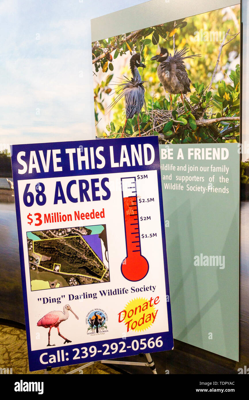 Sanibel Island Florida, J.N. Ding Darling National Wildlife Refuge, al Conservation Education, centro visitatori, poster campagna di raccolta fondi, Wulfert bayous Foto Stock