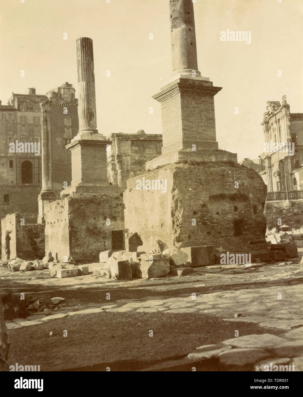 Vista del Foro Romano, Roma, Italia 1890 Foto Stock