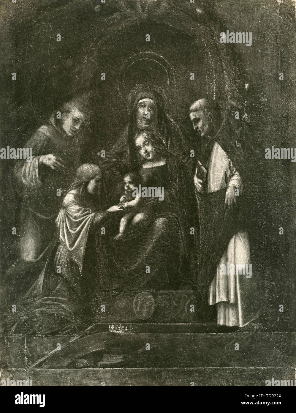 Il matrimonio di Santa Caterina, dipinto da Correggio, 1930s Foto Stock