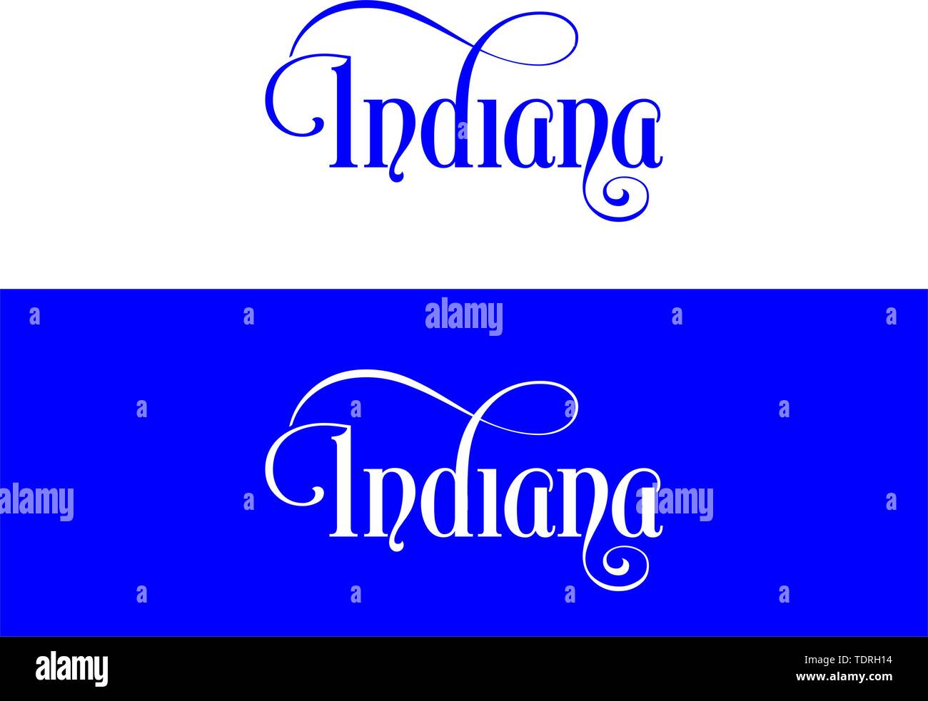 Tipografia del Stati Uniti Indiana membri illustrazione manoscritte su UFFICIALE DEGLI STATI UNITI Colori di stato. La calligrafia moderno elemento per il design. Vettore semplice Illustrazione Vettoriale