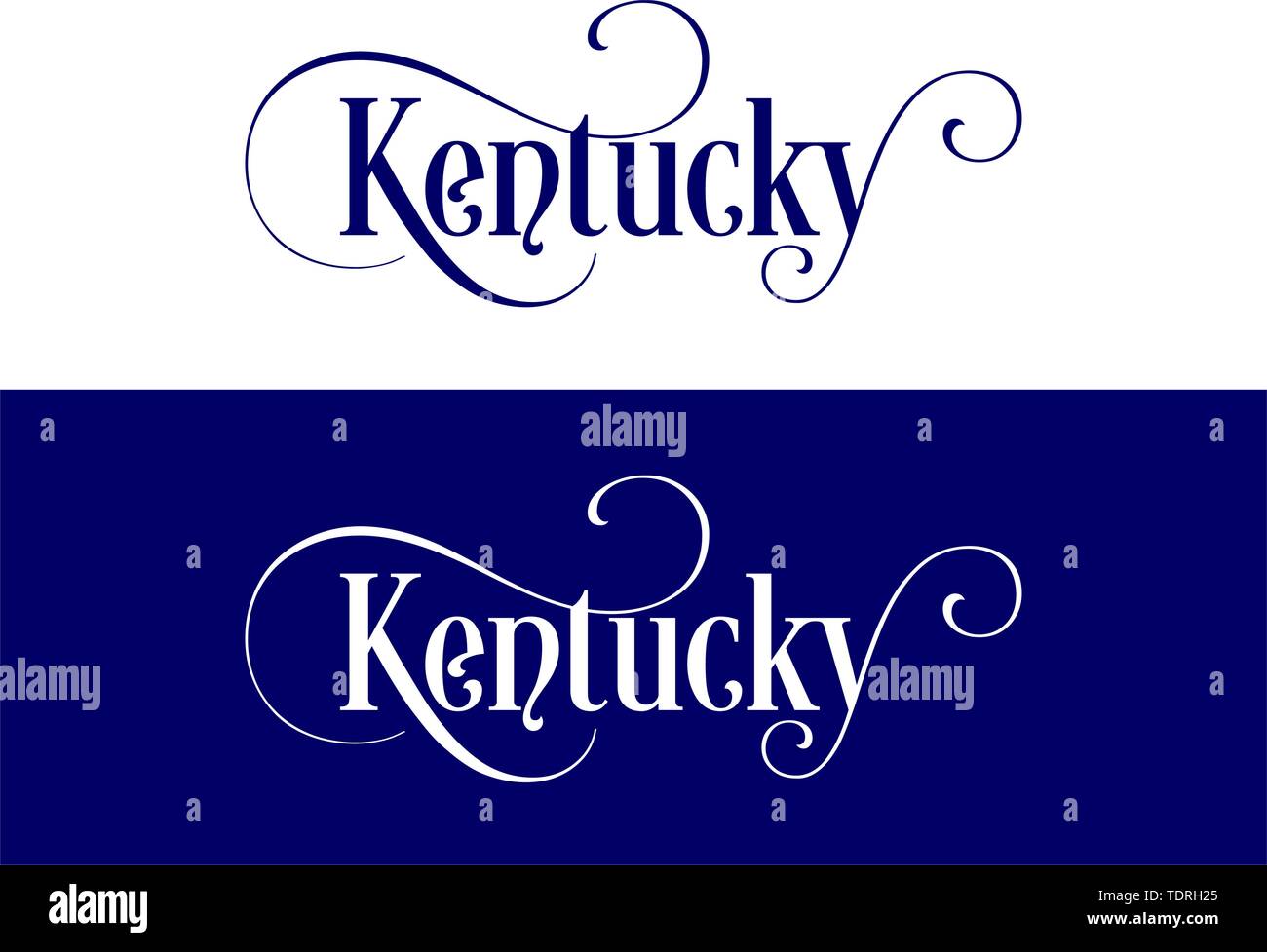 Tipografia del Stati Uniti Kentucky membri illustrazione manoscritte su UFFICIALE DEGLI STATI UNITI Colori di stato. La calligrafia moderno elemento per il design. Vecto semplice Illustrazione Vettoriale