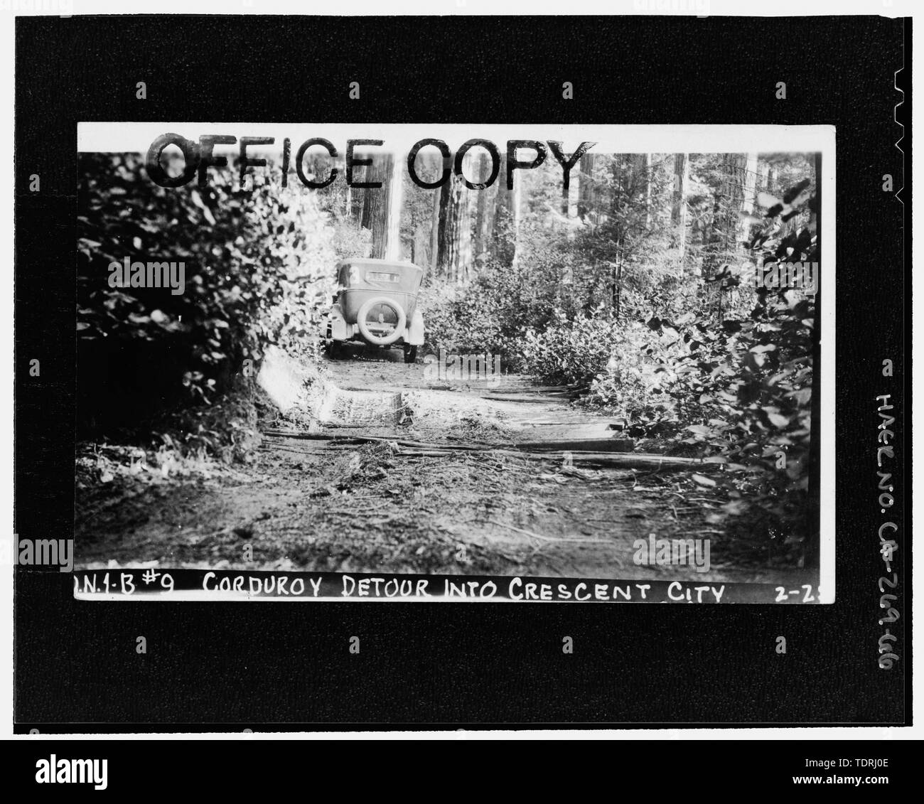 Fotografo sconosciuto MARZO 1920 DEL NORTE COUNTY, sezione B, HIGHWAY 1. 1-DN 1-B -9, corduroy deviazione in Crescent City, 2-2 (3?). Stampigliato copia di Office. - Redwood National e parchi statali strade, costa della California da Crescent City a Trinidad, Crescent City, Del Norte County, CA Foto Stock