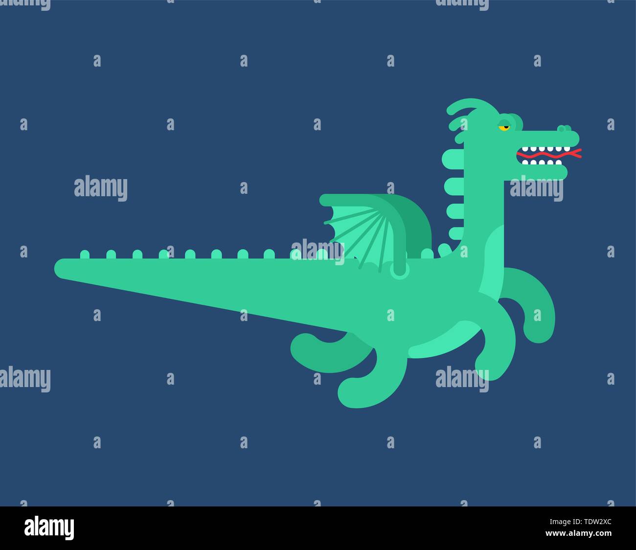 Green Dragon isolato. Flying monster. Illustrazione Vettoriale Illustrazione Vettoriale