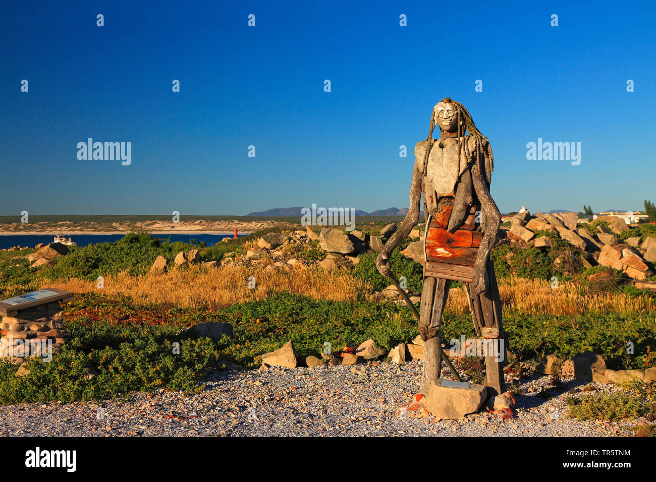Figura umana fatta di jetsam, Sud Africa, Western Cape, Lamberts Bay Foto Stock