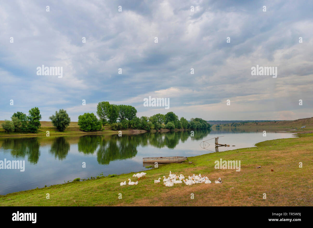 Confine fiume Nistru tra Moldavia e Transdnestria, Moldavia Foto Stock