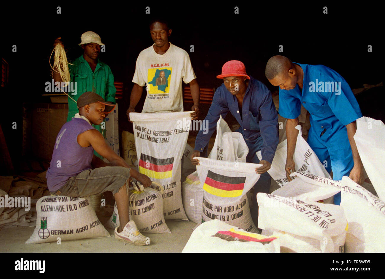 Il cibo dalla Germania è stato decompresso, Deutsche Welthungerhilfe, Repubblica Democratica del Congo Foto Stock