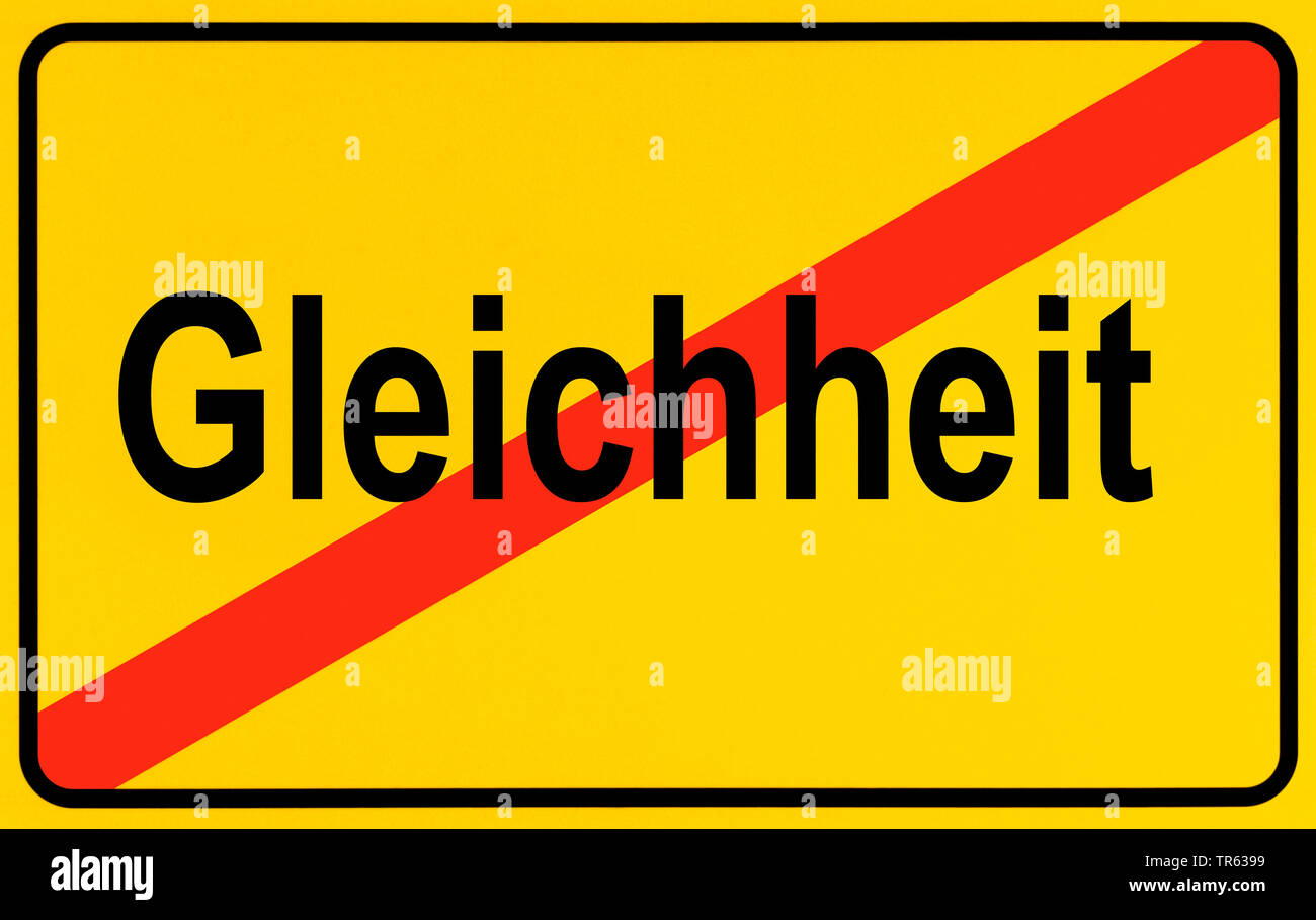 Città segno limite Gleichheit, uguaglianza, Germania Foto Stock