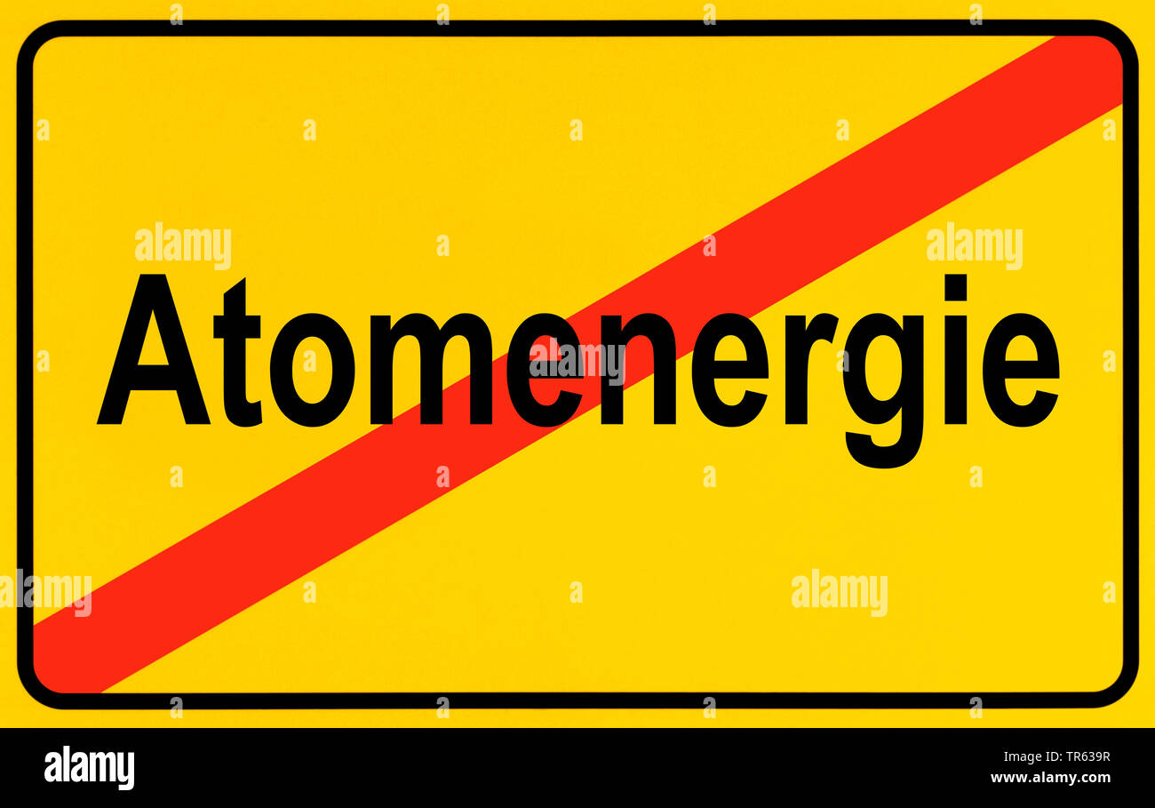 Città segno limite Atomenergie, energia nucleare, Germania Foto Stock