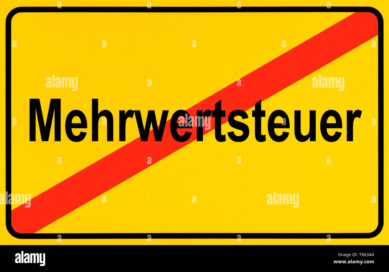 Città segno Limite, Mehrwertsteuer, imposta sul valore aggiunto, Germania Foto Stock