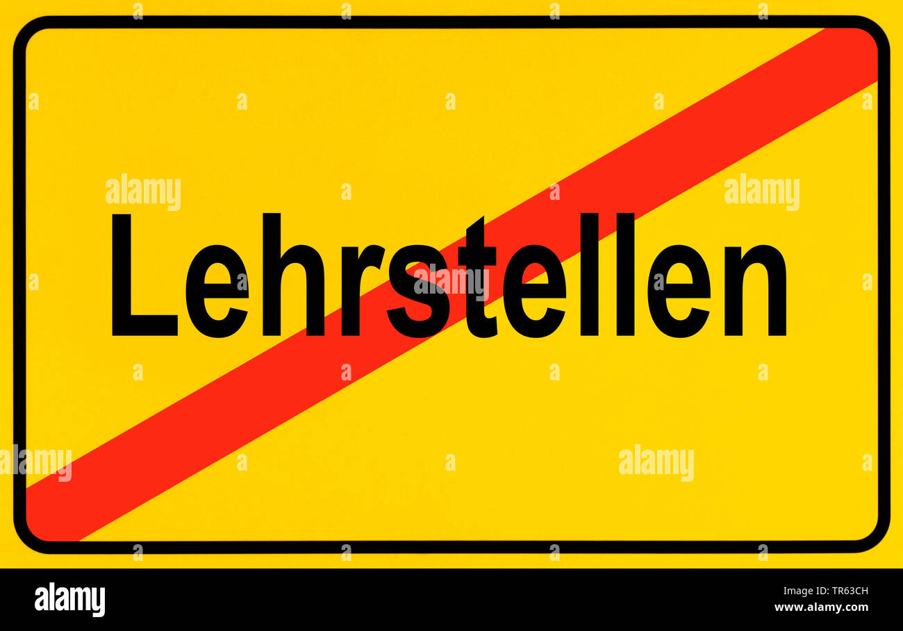 Città segno limite Lehrstellen, aperture di apprendistato, Germania Foto Stock