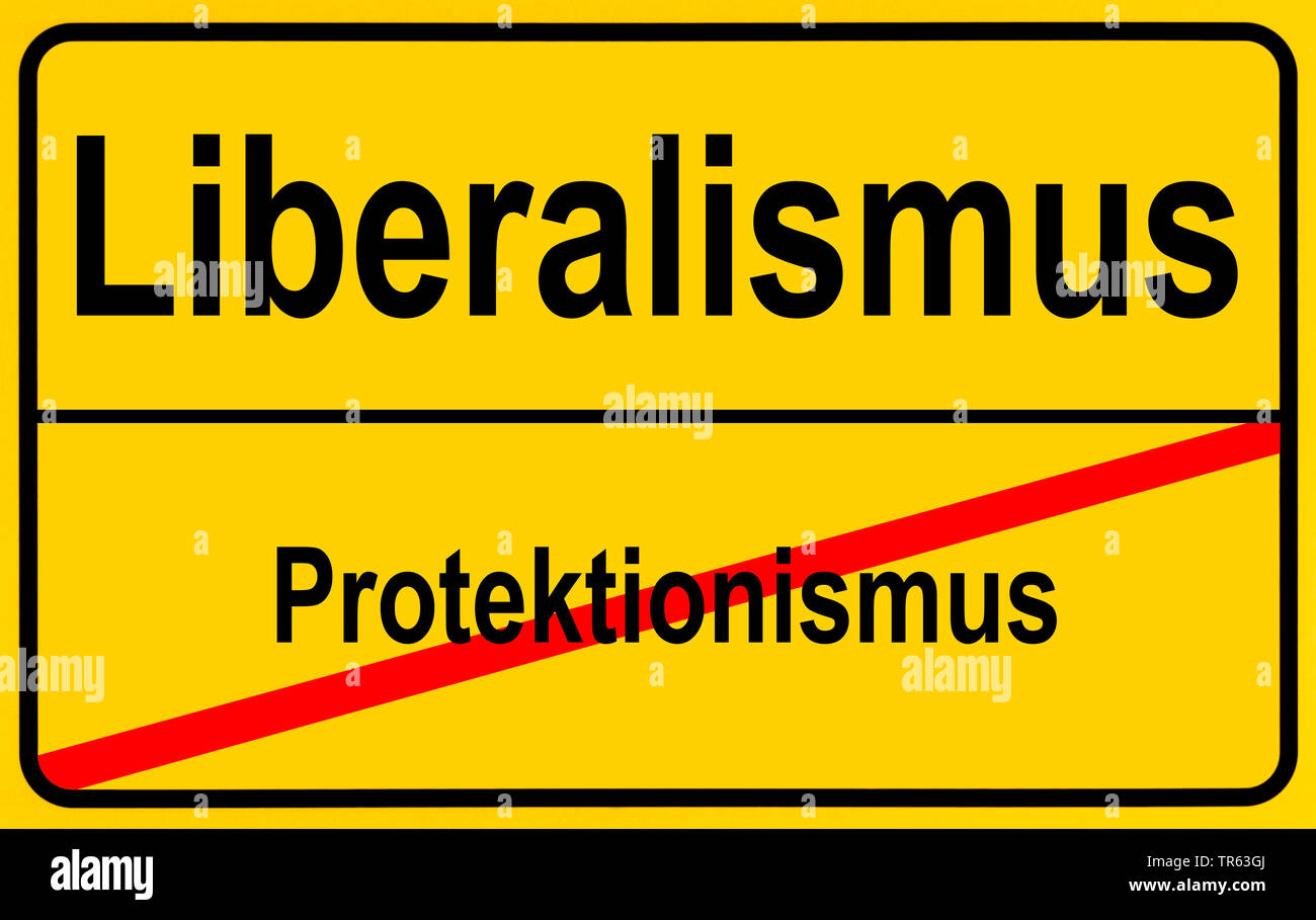 Città segno limite Liberalismus / Protektionismus, liberalismo / il protezionismo, Germania Foto Stock