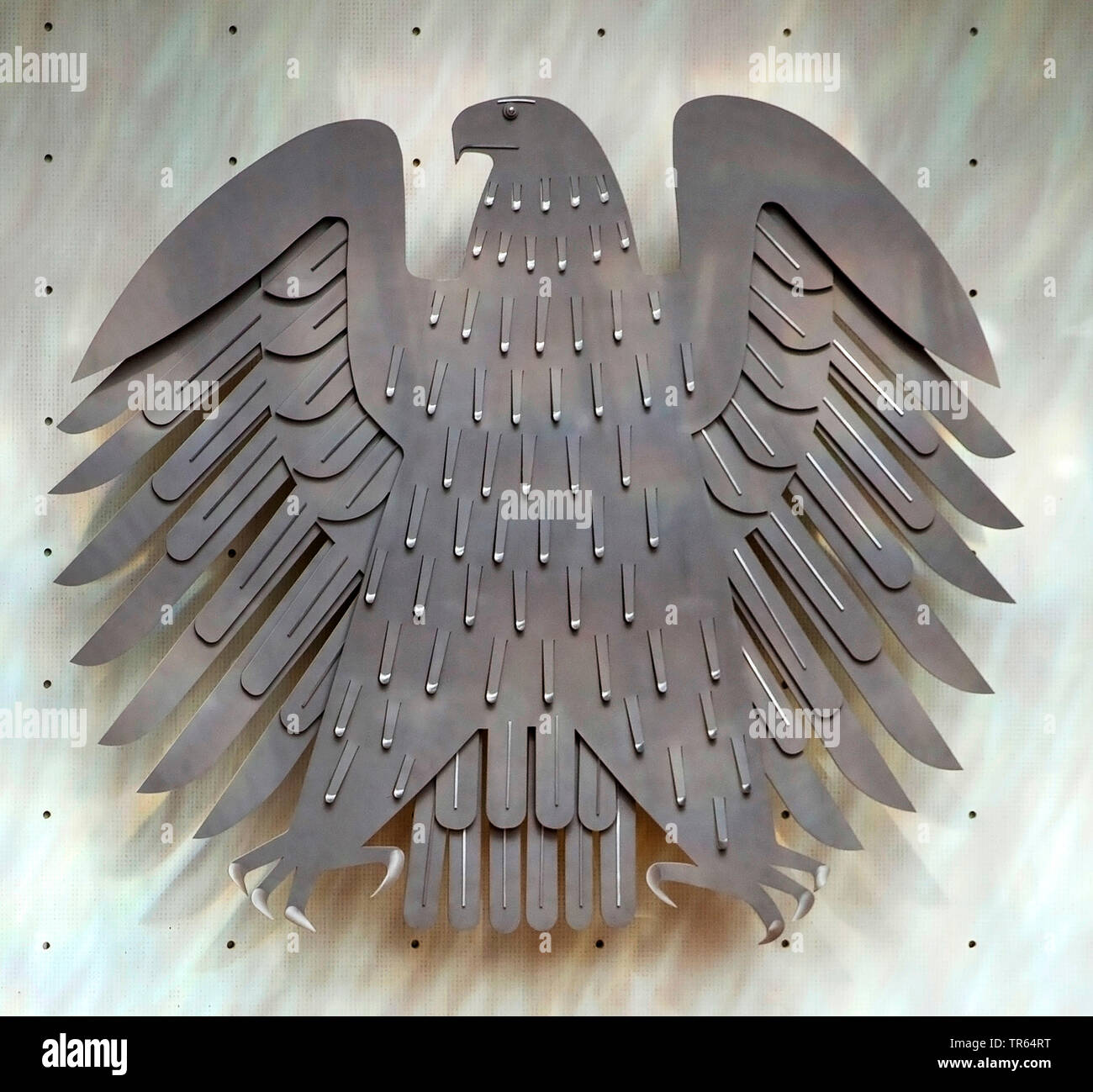 Aquila federale tre in plenar hall del Bundestag, il logo del Bundestag tedesco, in Germania, in Renania settentrionale-Vestfalia, Bonn Foto Stock