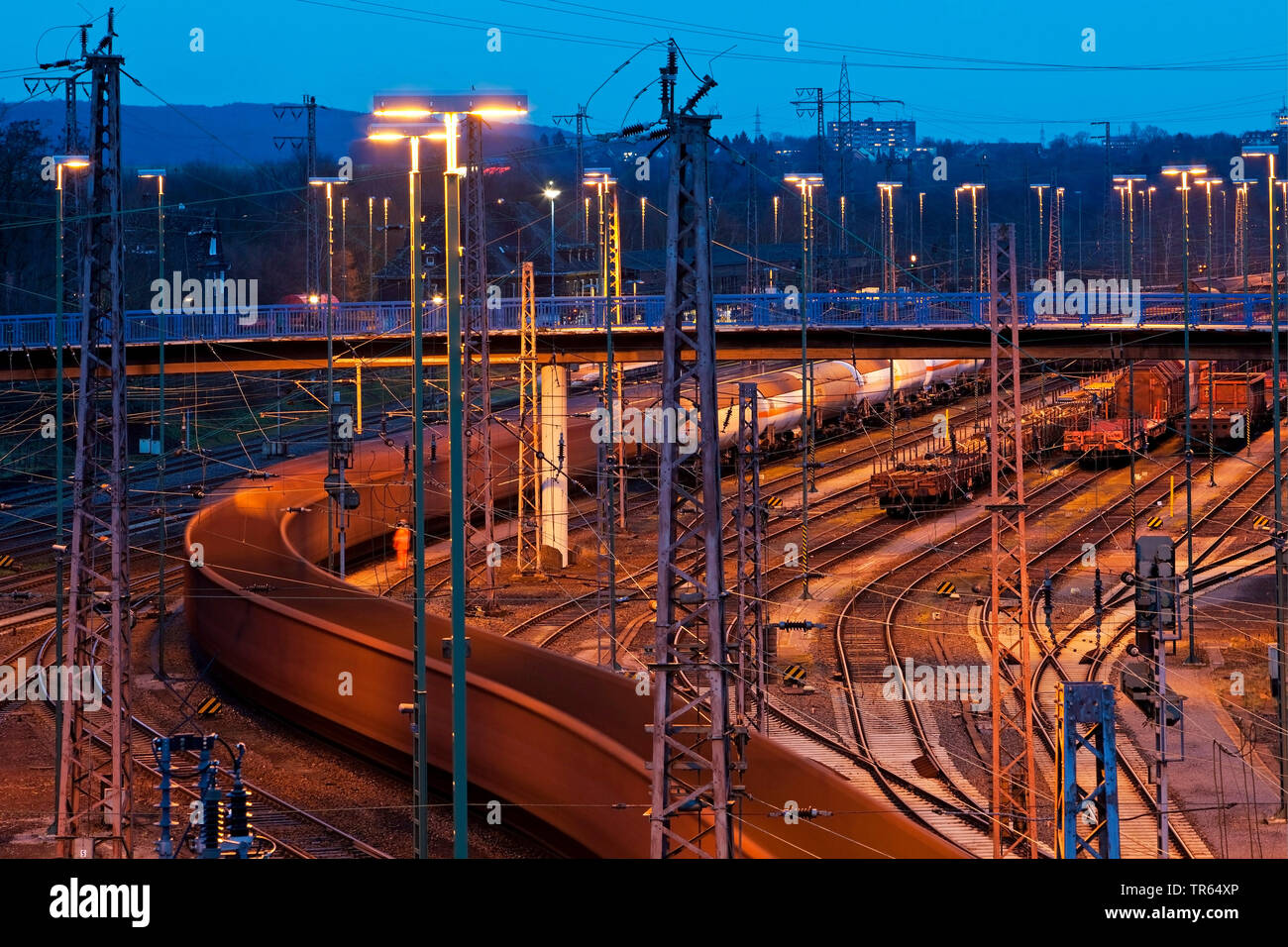 La formazione del treno cantiere Vorhalle, in Germania, in Renania settentrionale-Vestfalia, la zona della Ruhr, Hagen Foto Stock