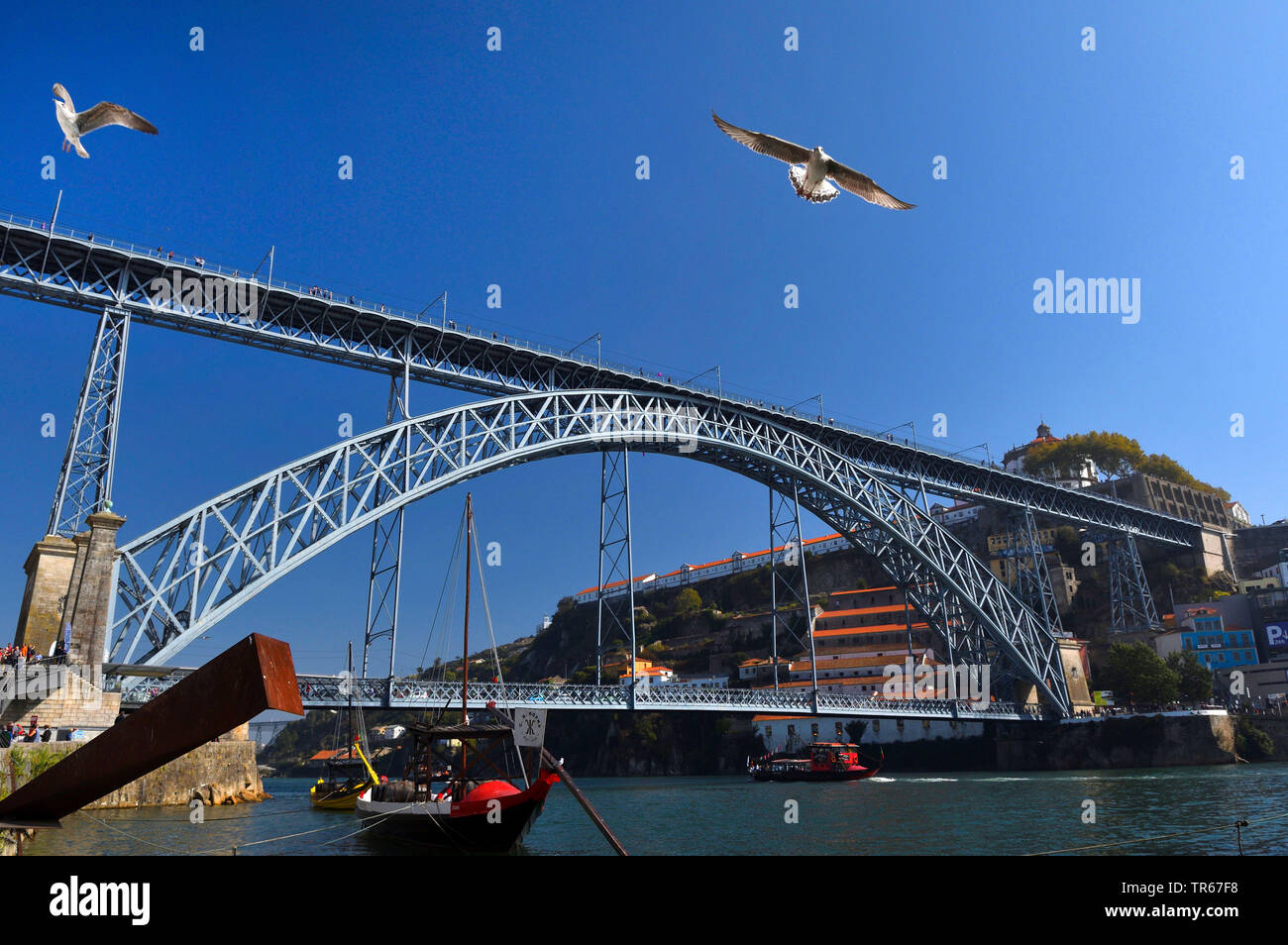 Dom Luis I ponte sul fiume Douro, Portogallo, Porto Foto Stock