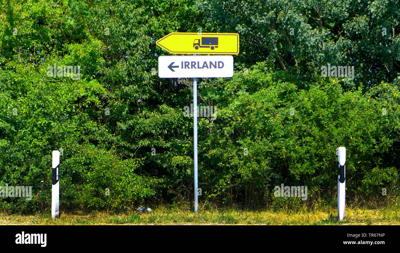 Raro un cartello stradale con l'etichetta Irrland, Germania Foto Stock