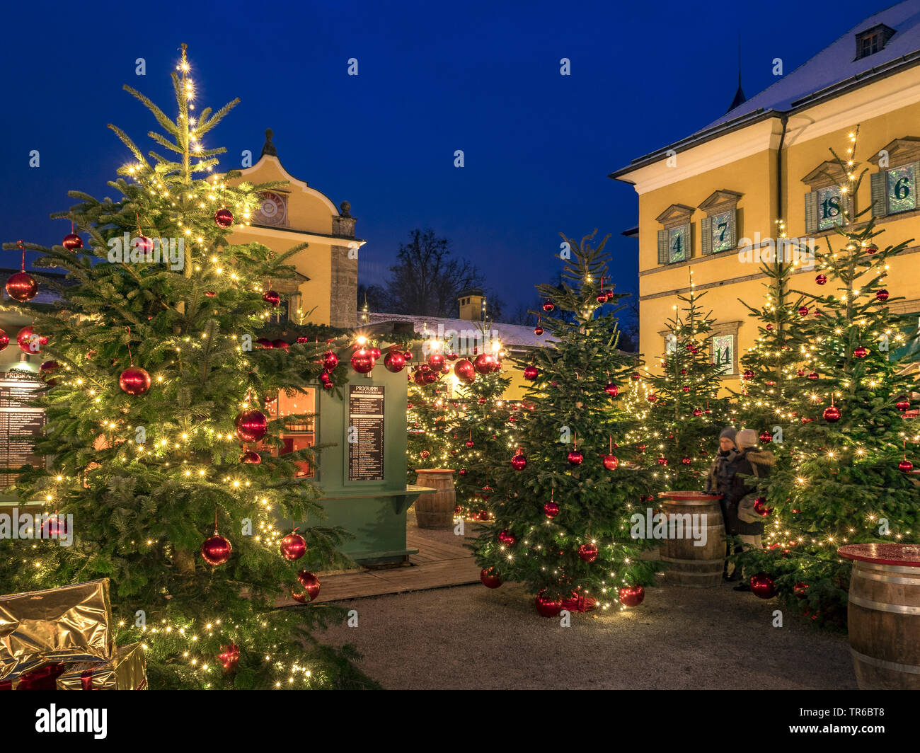 Mercatino di Natale il castello di Hellbrunn, Hellbrunner Adventzauber, Salisburgo, Austria Foto Stock