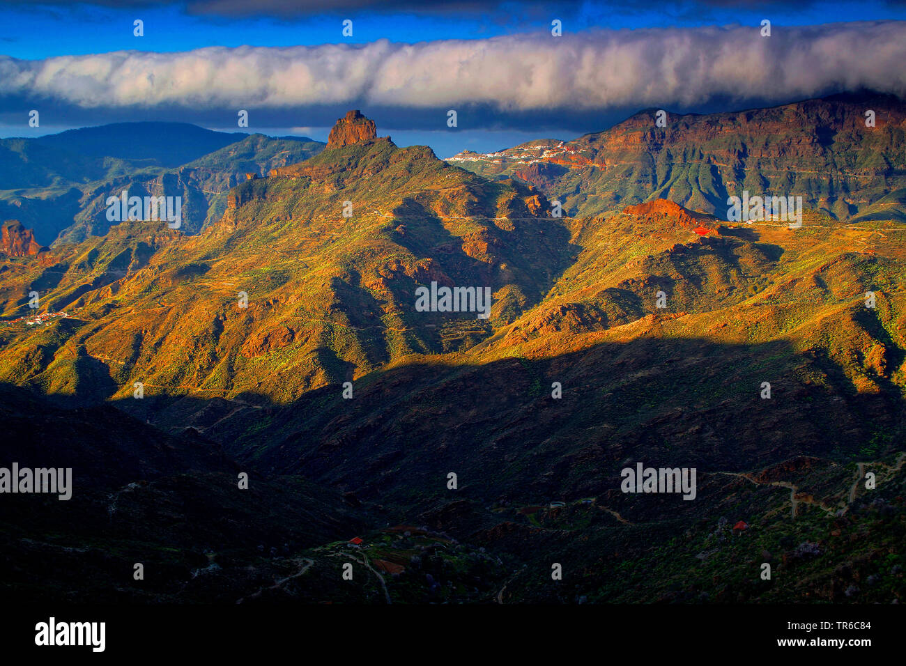 Scenario di montagna del Parco Naturale di Parque Rural del Nublo, Isole Canarie, Gran Canaria, Tejeda Foto Stock