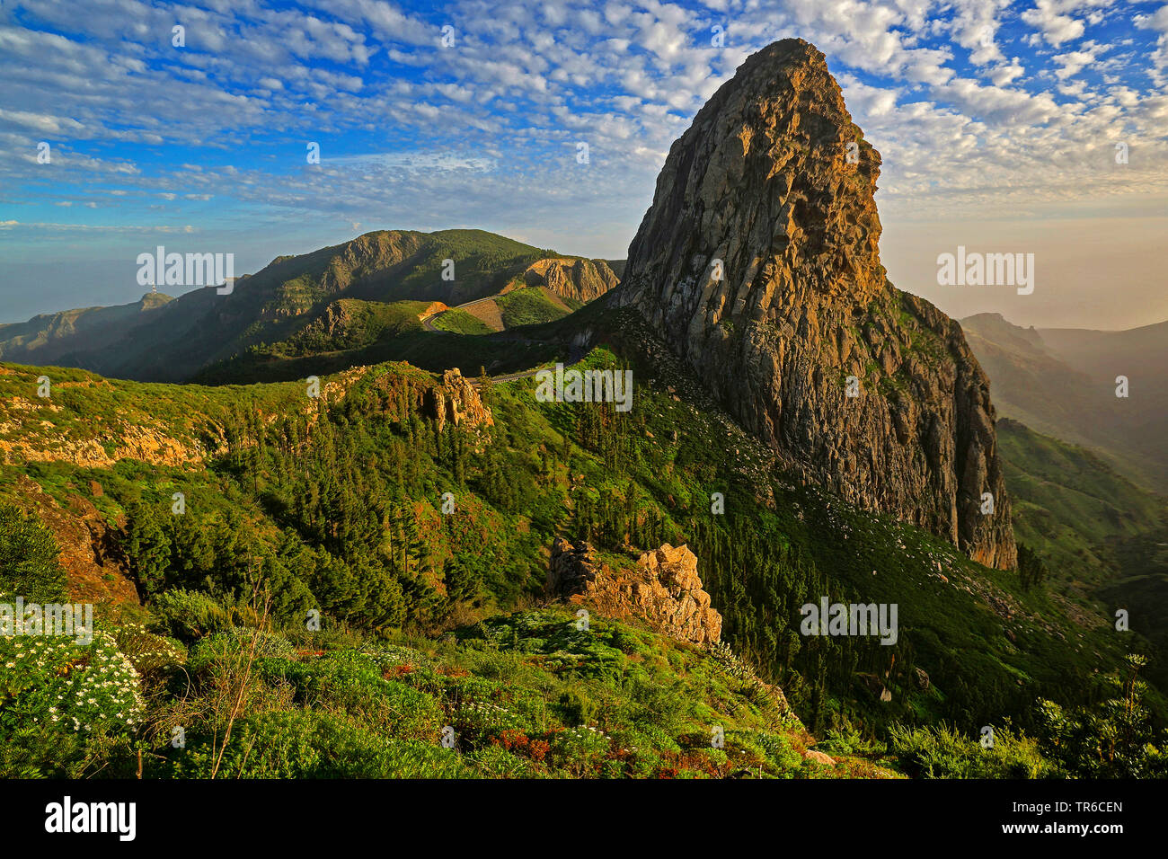 Mirador de los Roques, Roque de Agando, Isole Canarie, La Gomera, Nationalpark Garajonay Foto Stock