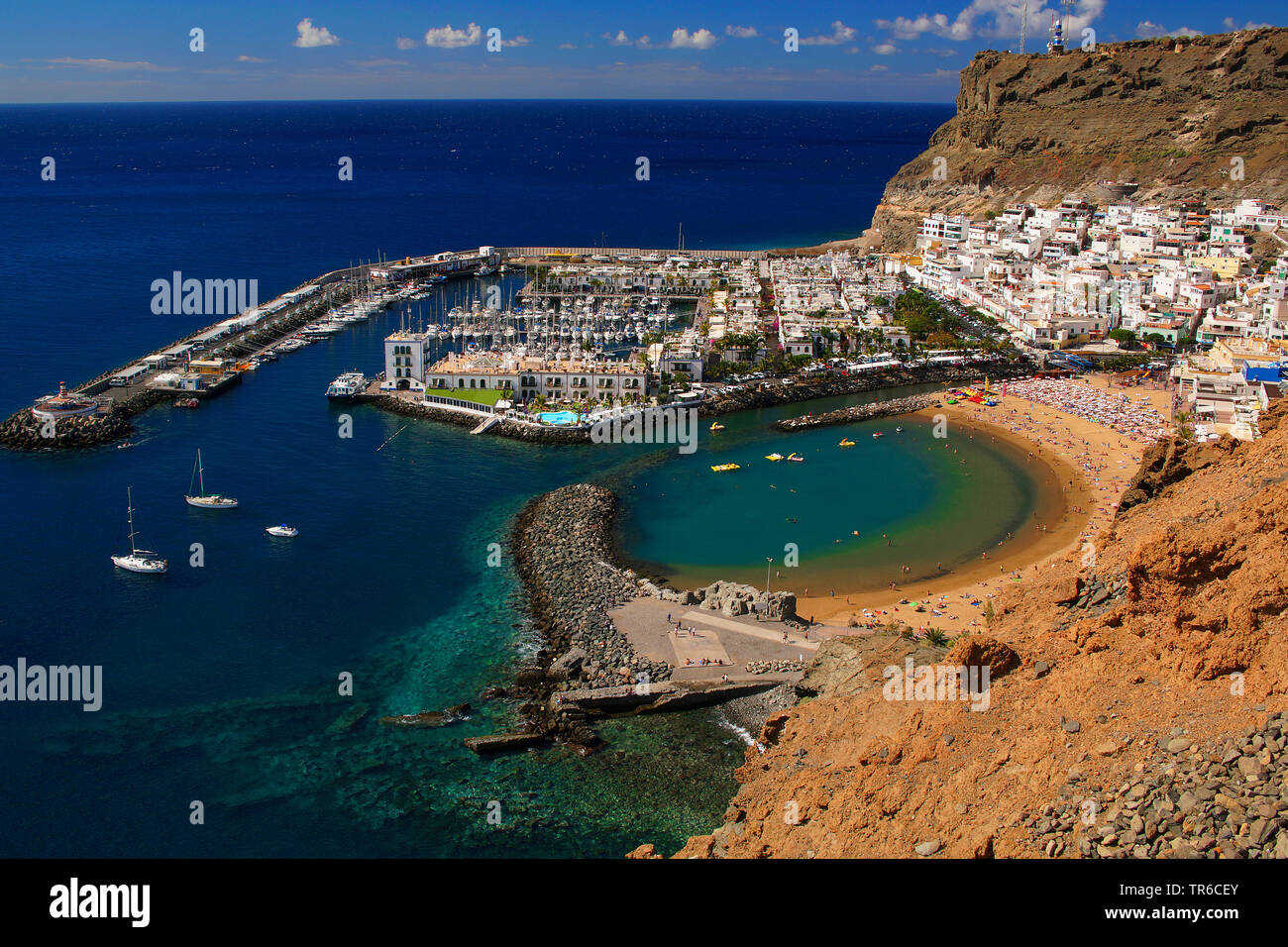 Resort e villaggio di pescatori di Puerto de Mogan, Isole Canarie, Gran Canaria Mogan Foto Stock