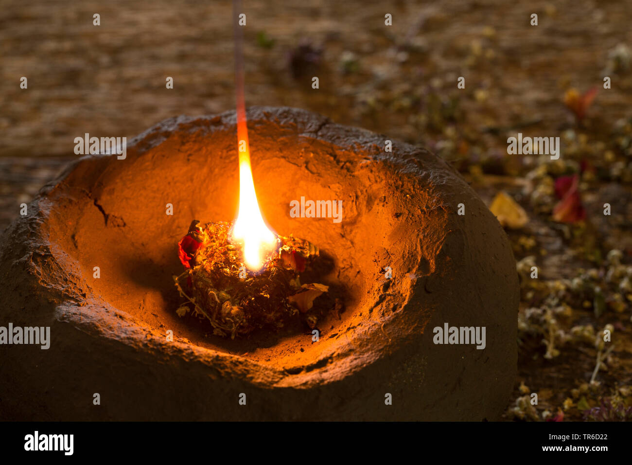 Incenso-bruciatore con erbe essiccate, Germania Foto Stock