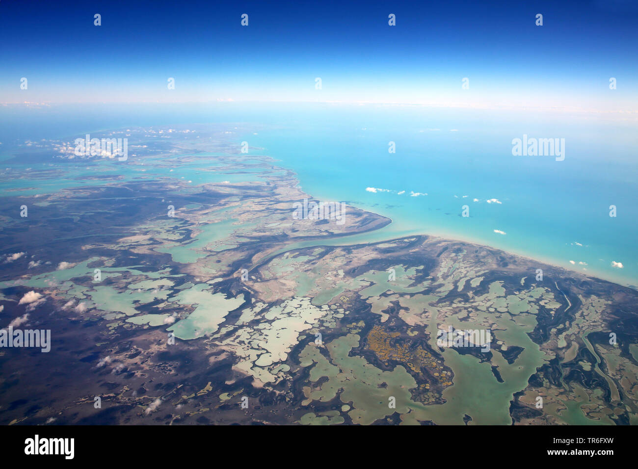 Vista aerea dell'arcipelago delle Bahamas Foto Stock