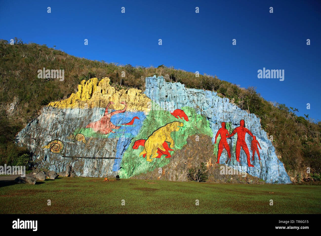 Mural de la Prehistoria in Vinales Valley, Cuba, Vinales Foto Stock