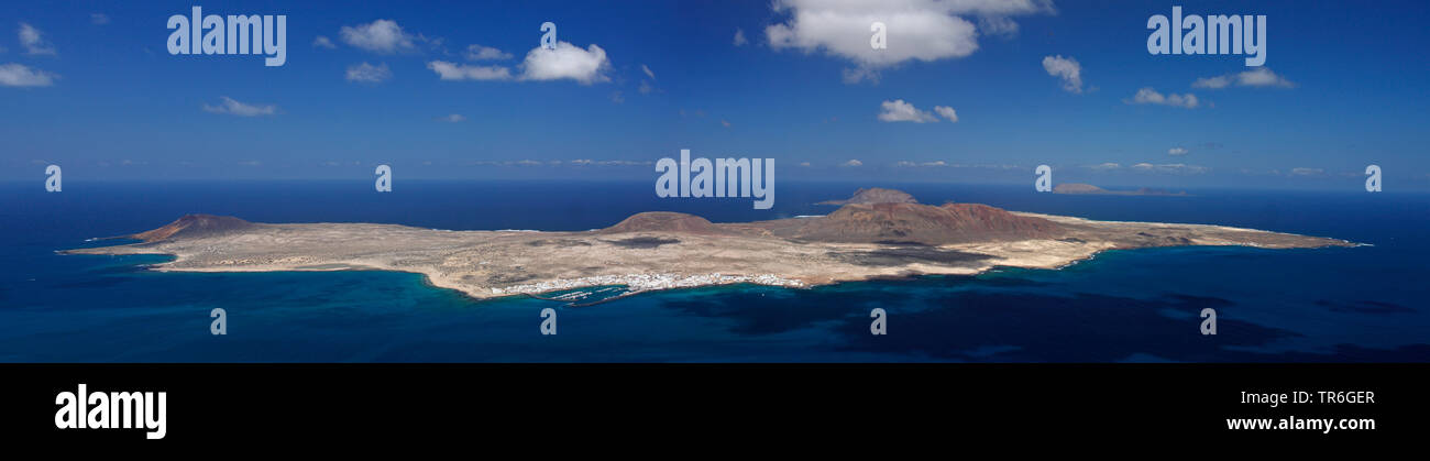 Vista aerea di La Graciosa, Isole Canarie Lanzarote Foto Stock