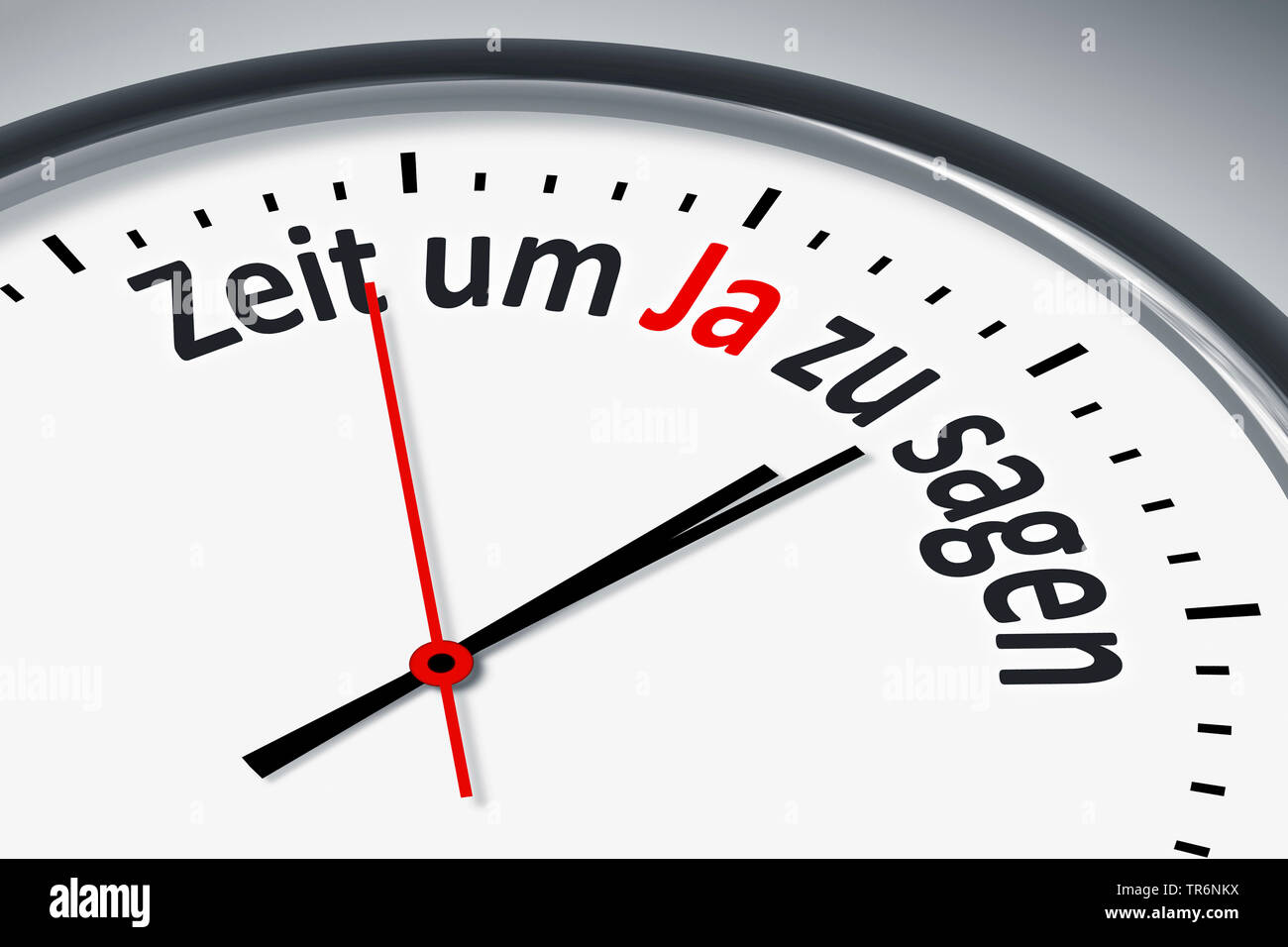 Orologio con iscrizione tedesco Zeit, um ja zu sagen, tempo per dire di sì, Germania Foto Stock
