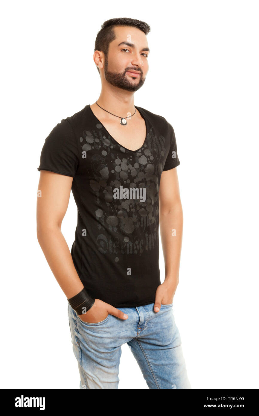 Giovane uomo indiano, intaglio, Germania Foto Stock