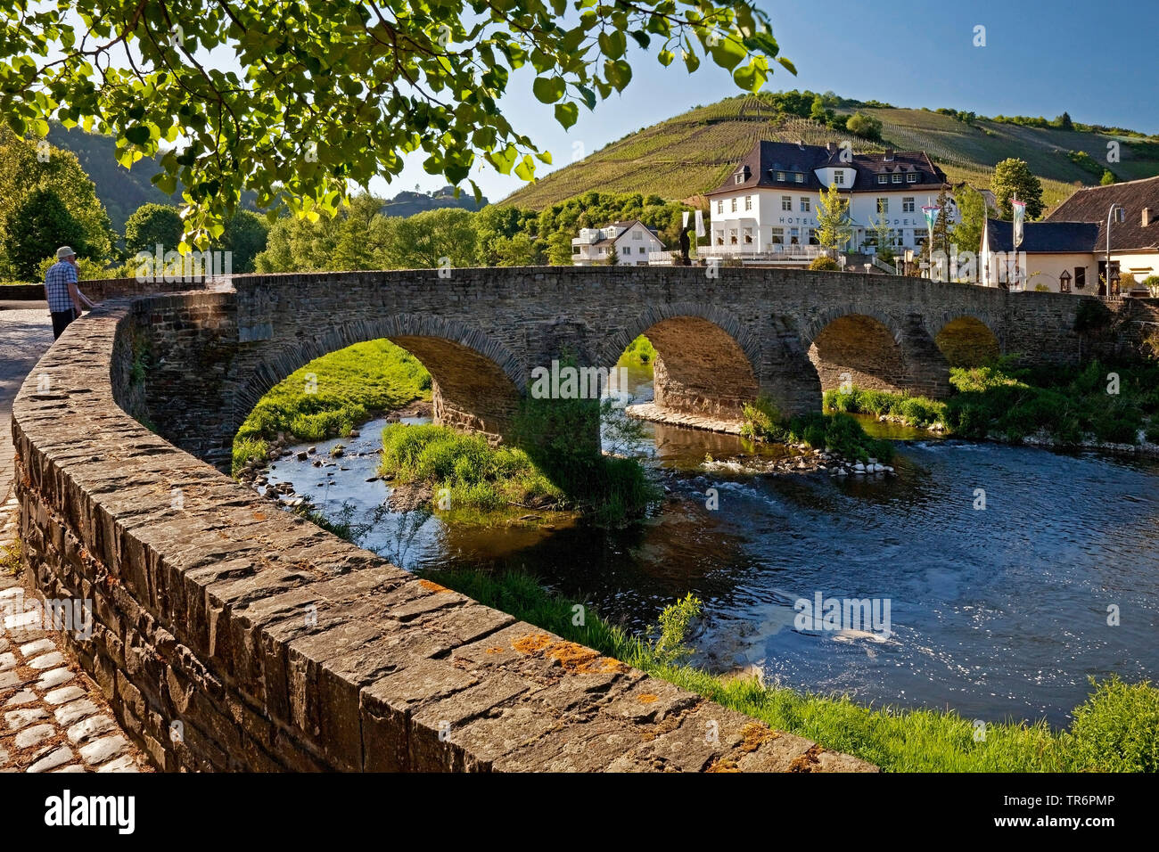 Nepomuk, il ponte più antico ponte sopra il fiume Ahr, in Germania, in Renania Palatinato, Rechberg Foto Stock