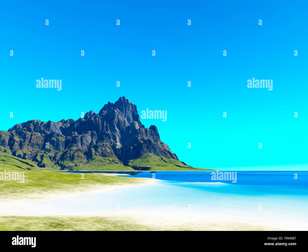 Virtual paesaggi costieri, grafica computerizzata Foto Stock