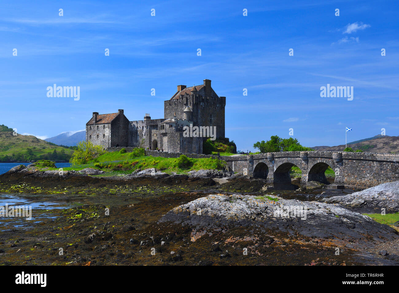 Eilean Donan Castle a Loch Duich, Regno Unito, Scozia, Highland Foto Stock
