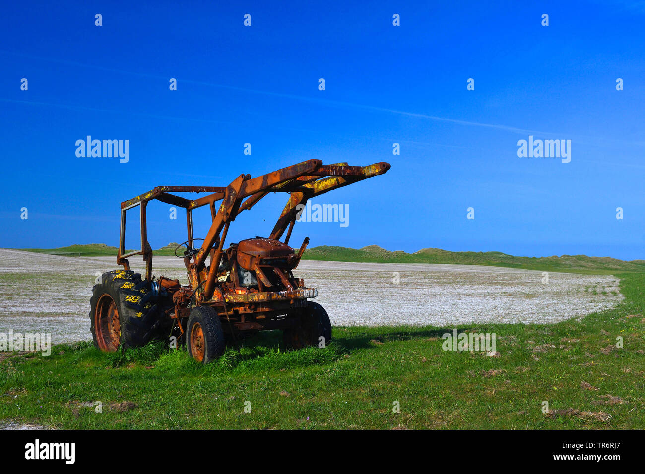 Abbandonato il trattore, Regno Unito, Scozia, North Uist, Balranald Foto Stock