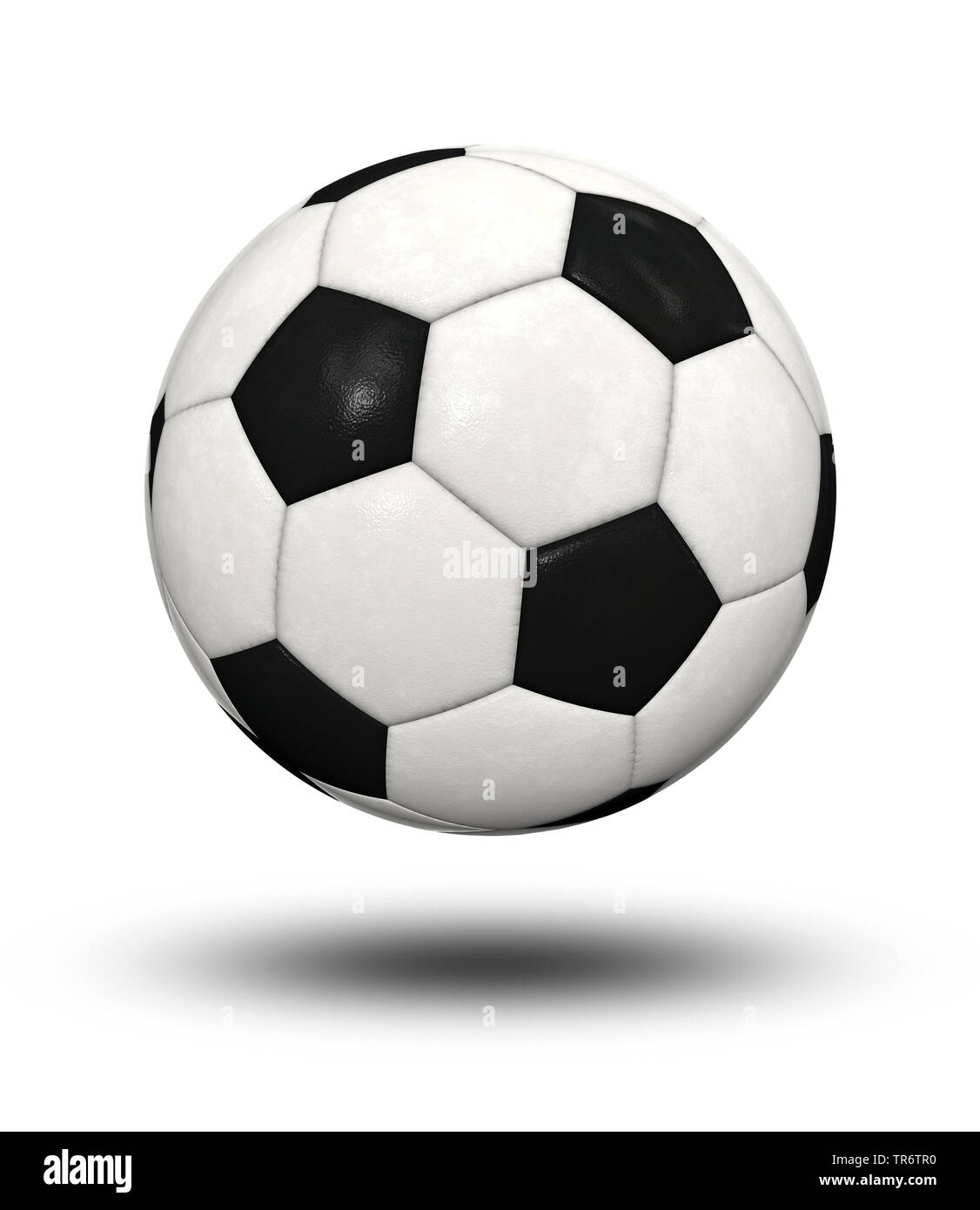 In bilico tipico bianco e nero soccer ball, computer graphic Foto Stock