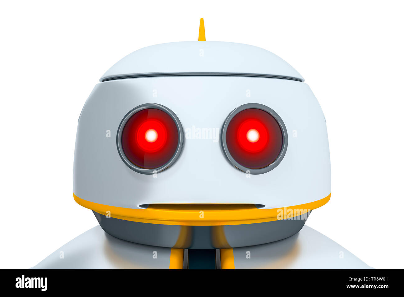 Round simpatico robot faccia con gli occhi rossi Foto stock - Alamy