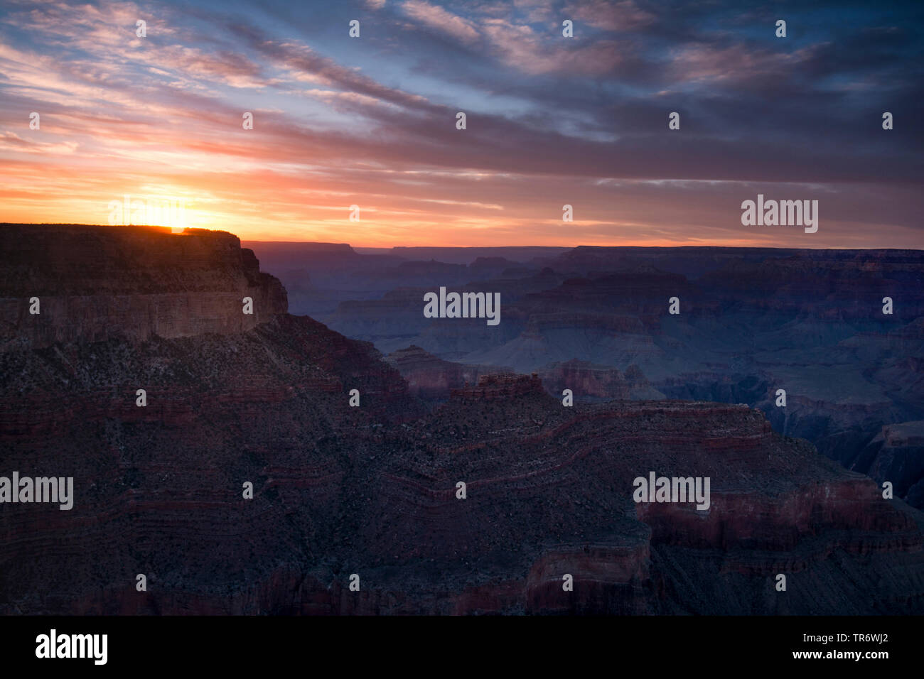 Grand Canyon ,South Rim, al tramonto, STATI UNITI D'AMERICA, il Parco Nazionale del Grand Canyon Foto Stock