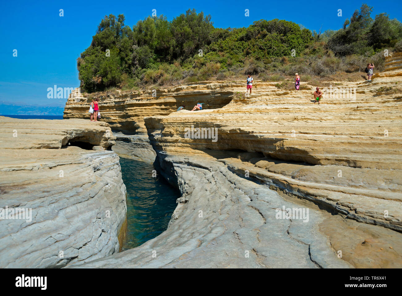 Formazione di roccia Canal d'Amour, Grecia, Corfù, Sidari Foto Stock