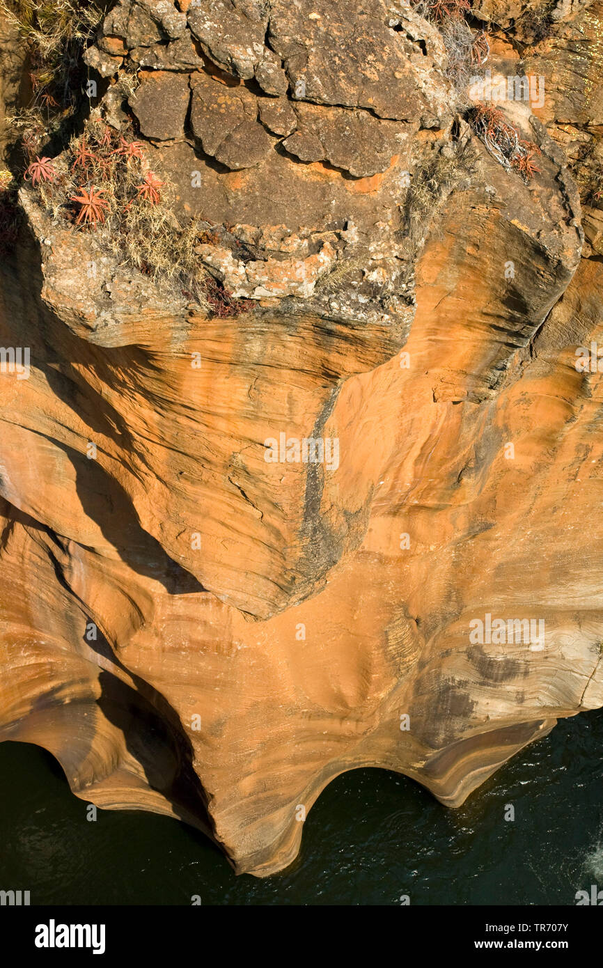 Bourke's Luck buche, vista aerea, Sud Africa - Mpumalanga Blyde River Canyon Riserva Naturale, Moremela Foto Stock