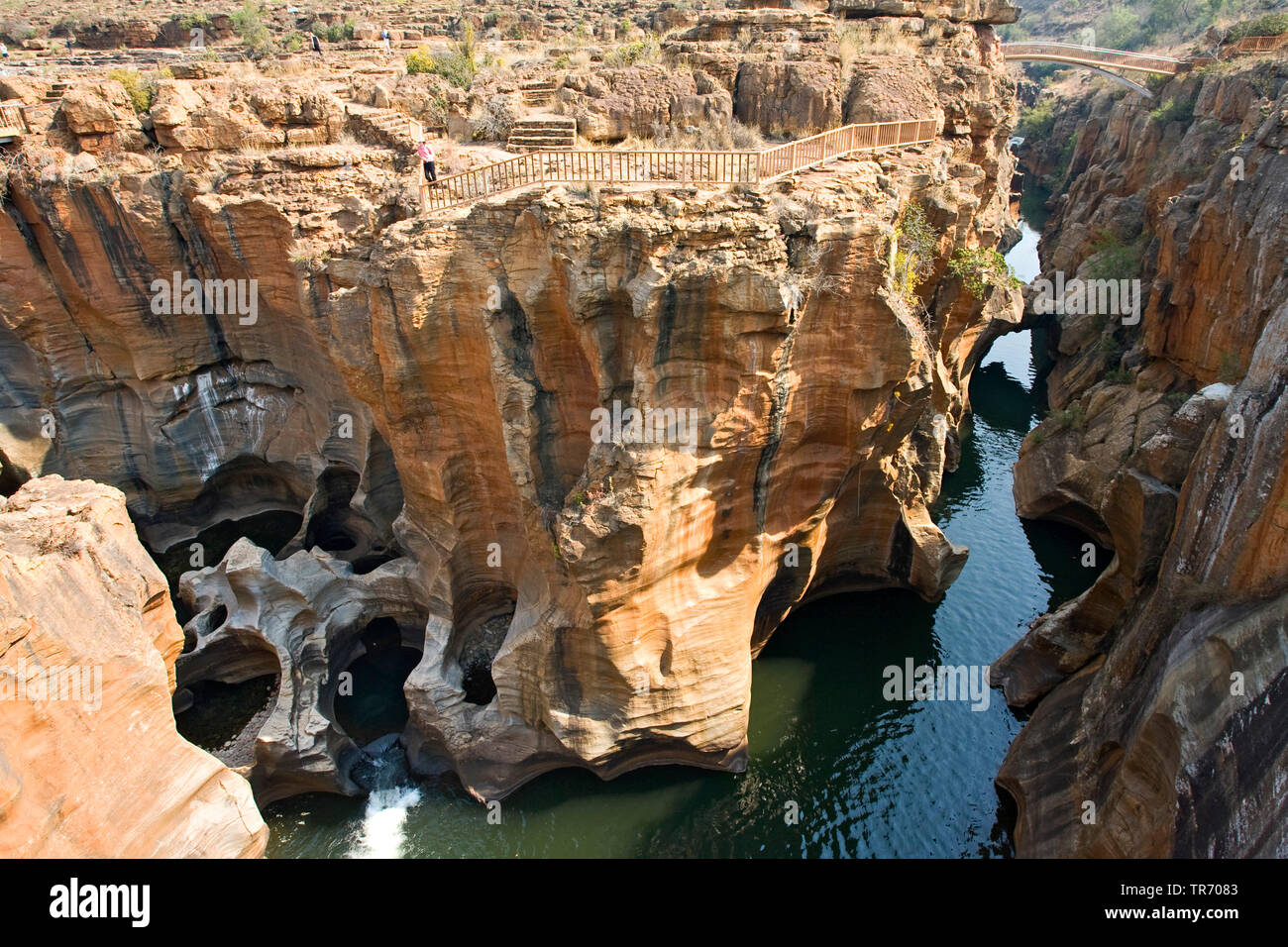 Bourke's Luck buche, vista aerea, Sud Africa - Mpumalanga Blyde River Canyon Riserva Naturale, Moremela Foto Stock
