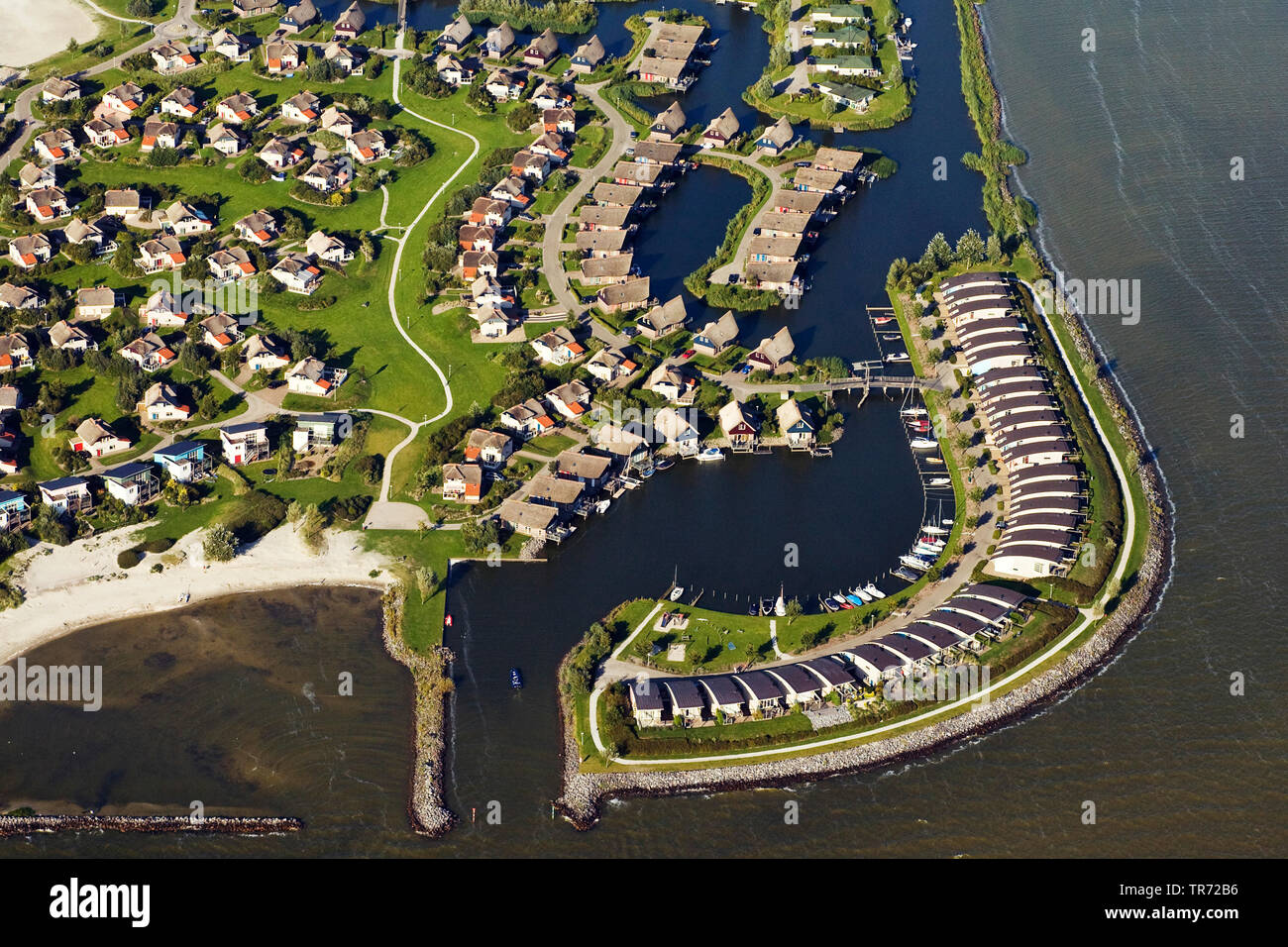 Foto aerea di Holle Poarte, Makkum, Paesi Bassi, Frisia, Makkum Foto Stock
