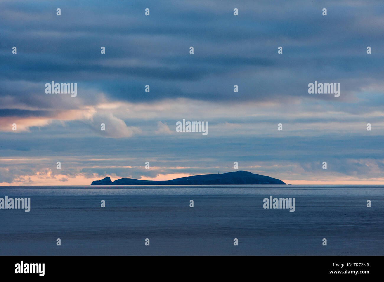 Fair Isle al tramonto, Regno Unito, Inghilterra, nelle Isole Shetland, Fair Isle Foto Stock